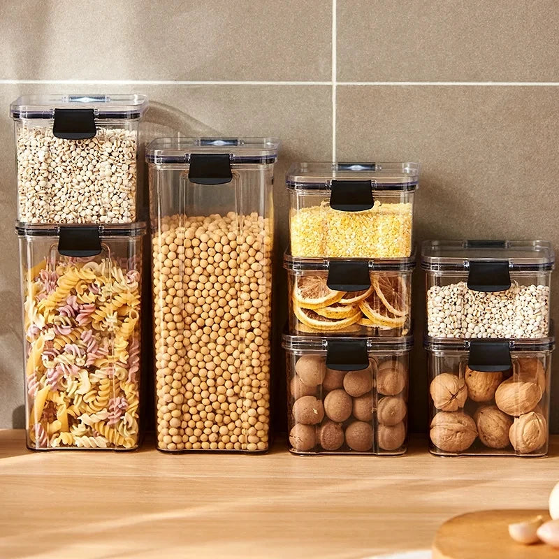1PC ilmatiivis tiivistetty säilytyspurkki – muovijyvää, pastaa ja maustepakkausta Moisture-Proof Kitchen Organisator Box