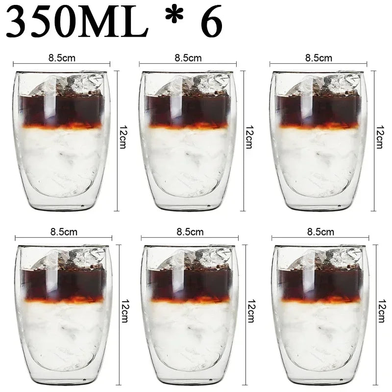 2-18PCS Double Wall High Borosilicate Lasimukit – Kuumuutta kestävät tee-, kahvi-, maito- ja mehukupit, Creative Bar Drinkware -lahjasarja