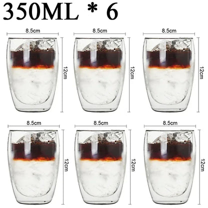 2-18PCS Double Wall High Borosilicate Lasimukit – Kuumuutta kestävät tee-, kahvi-, maito- ja mehukupit, Creative Bar Drinkware -lahjasarja